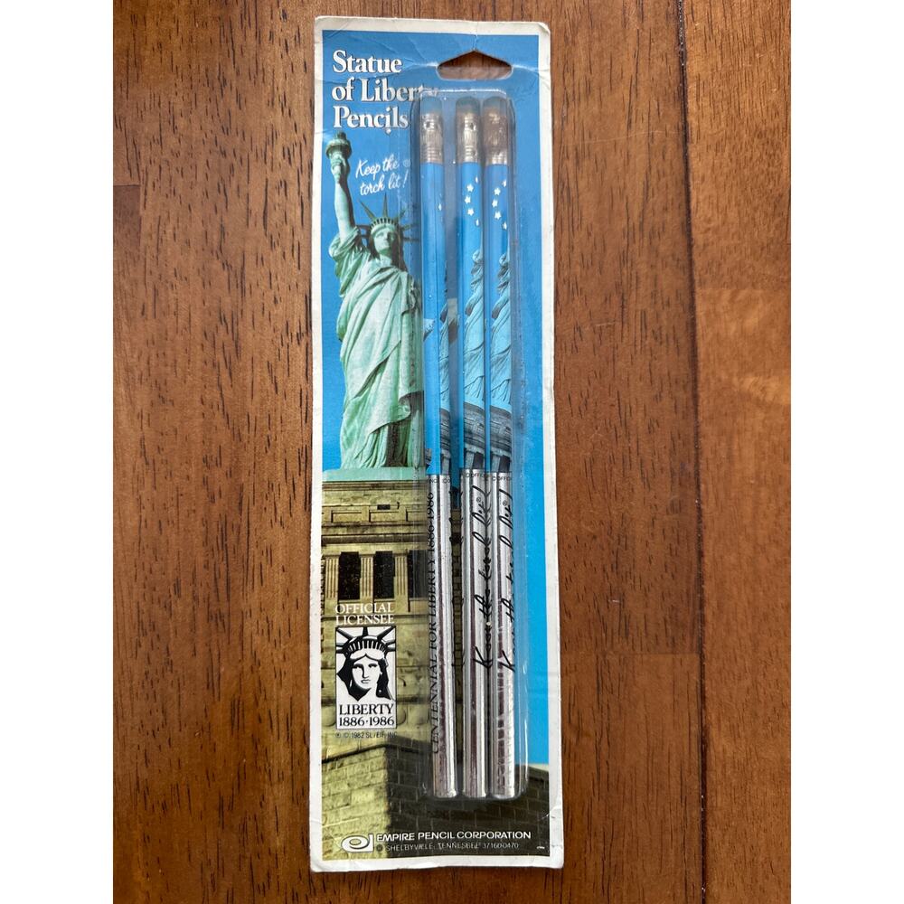 Vintage 1986 Statue of Liberty Centennial Pencils Sealed NOS Empire Pencil Co
